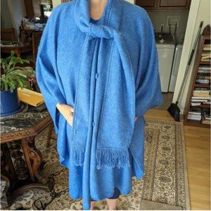 Leo Peressi Blue 100% Alpaca Poncho Cape